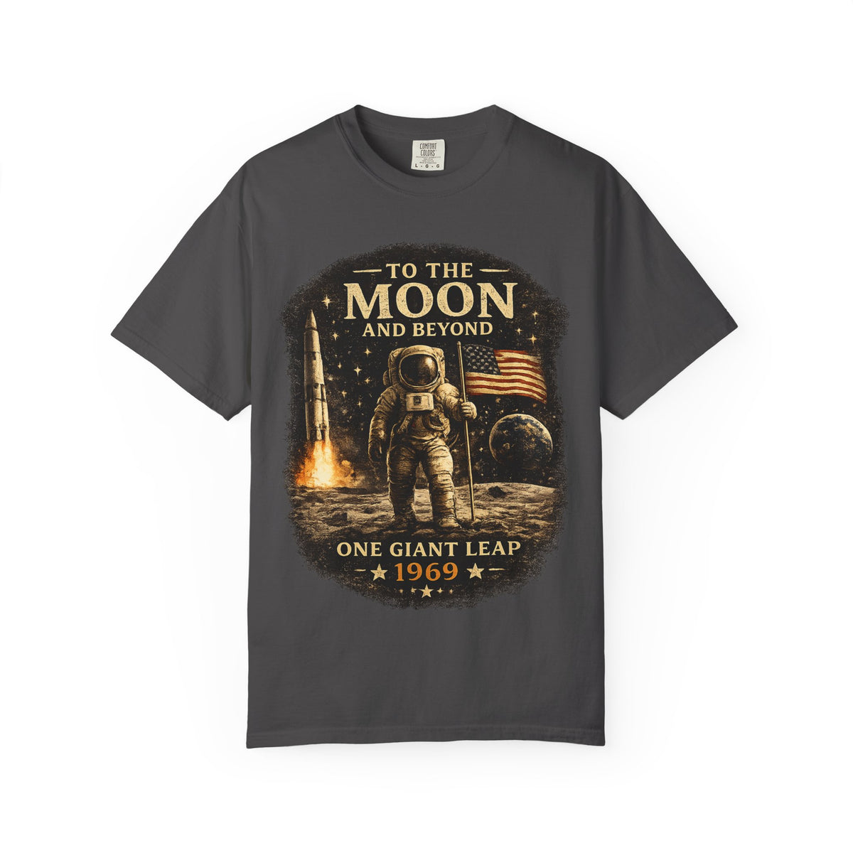 To The Moon and Beyond astronaut graphic T-shirt | One Giant Leap 1969