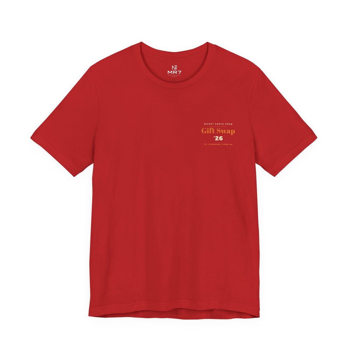 Secret Santa Tee | Office Gift Exchange, Small Left-Chest Print