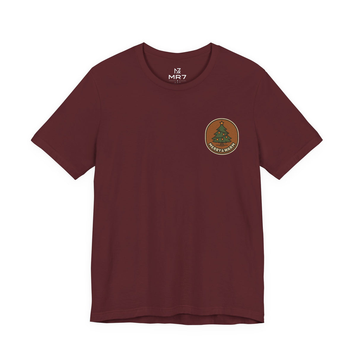 Christmas Tree Tee | Minimal Holiday Badge, Small Chest Print