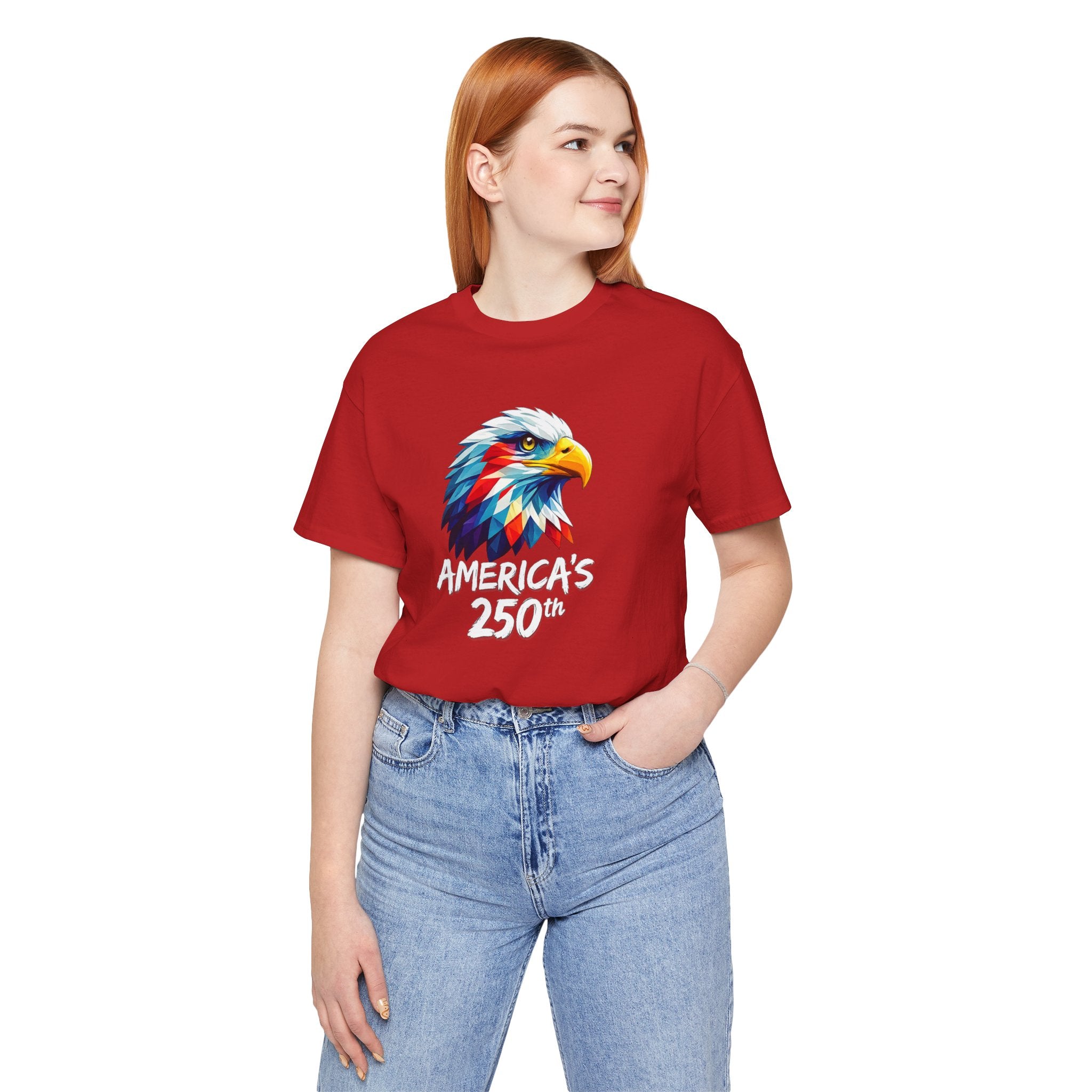 Colorful Geometric Eagle America's 250th T-Shirt | Patriotic Anniversary Tee