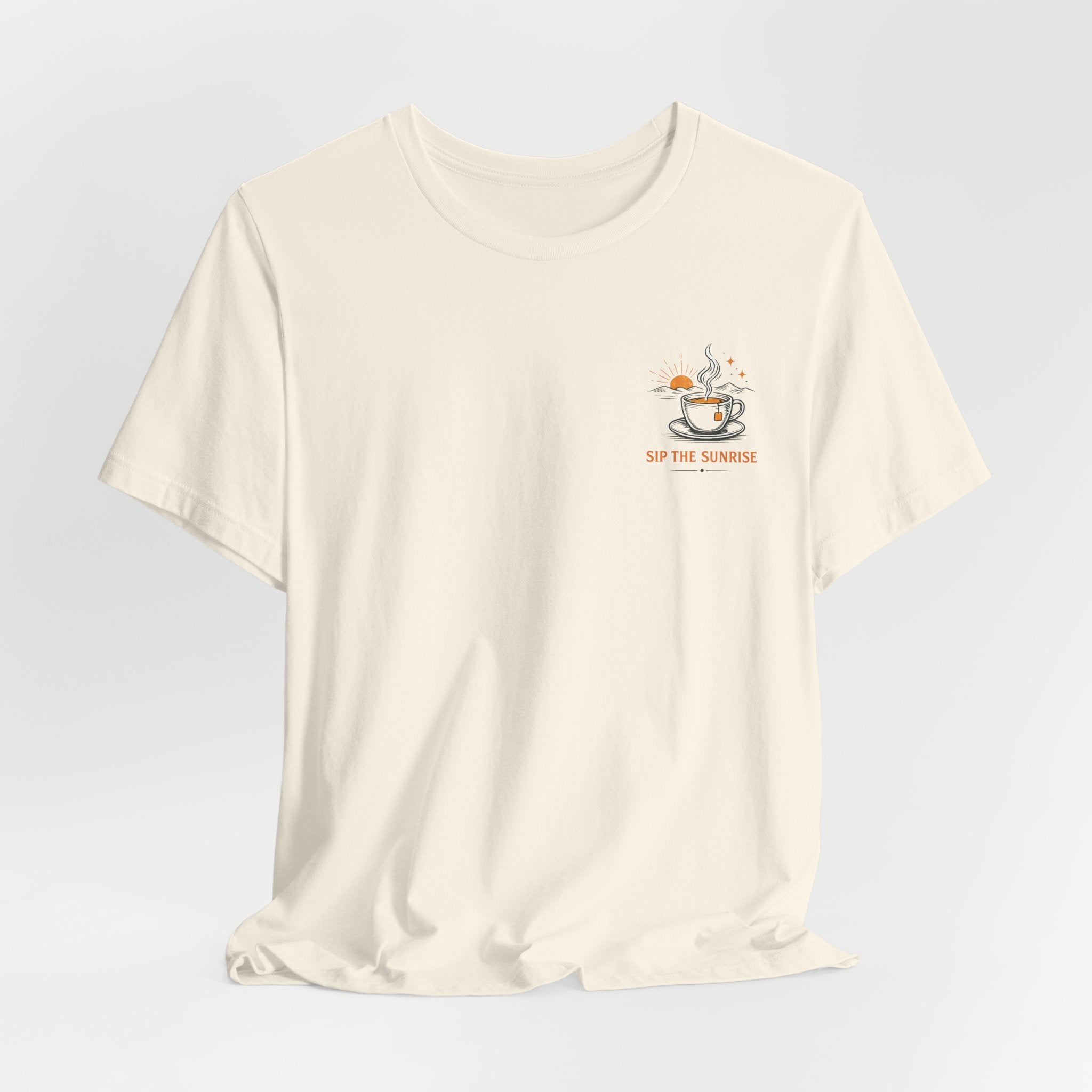 Coffee Sunrise Tee – 'Sip the Sunrise' Minimal Chest Graphic T-Shirt
