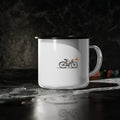 Minimal Bicycle Enamel Camp Mug, 12oz Campfire Coffee Cup, Outdoor Adventure Gift