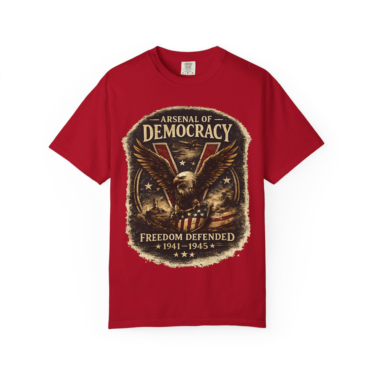 Arsenal of Democracy Shirt, WWII Patriotic Tee, Vintage Eagle Graphic T-Shirt, Freedom Defended 1941 1945 Shirt, American Pride Tee