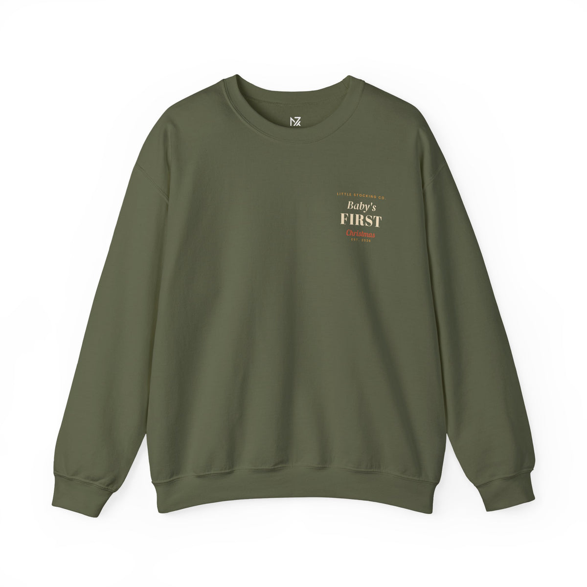 Baby's First Christmas Sweatshirt | New Parent Gift, Small Left-Chest Print