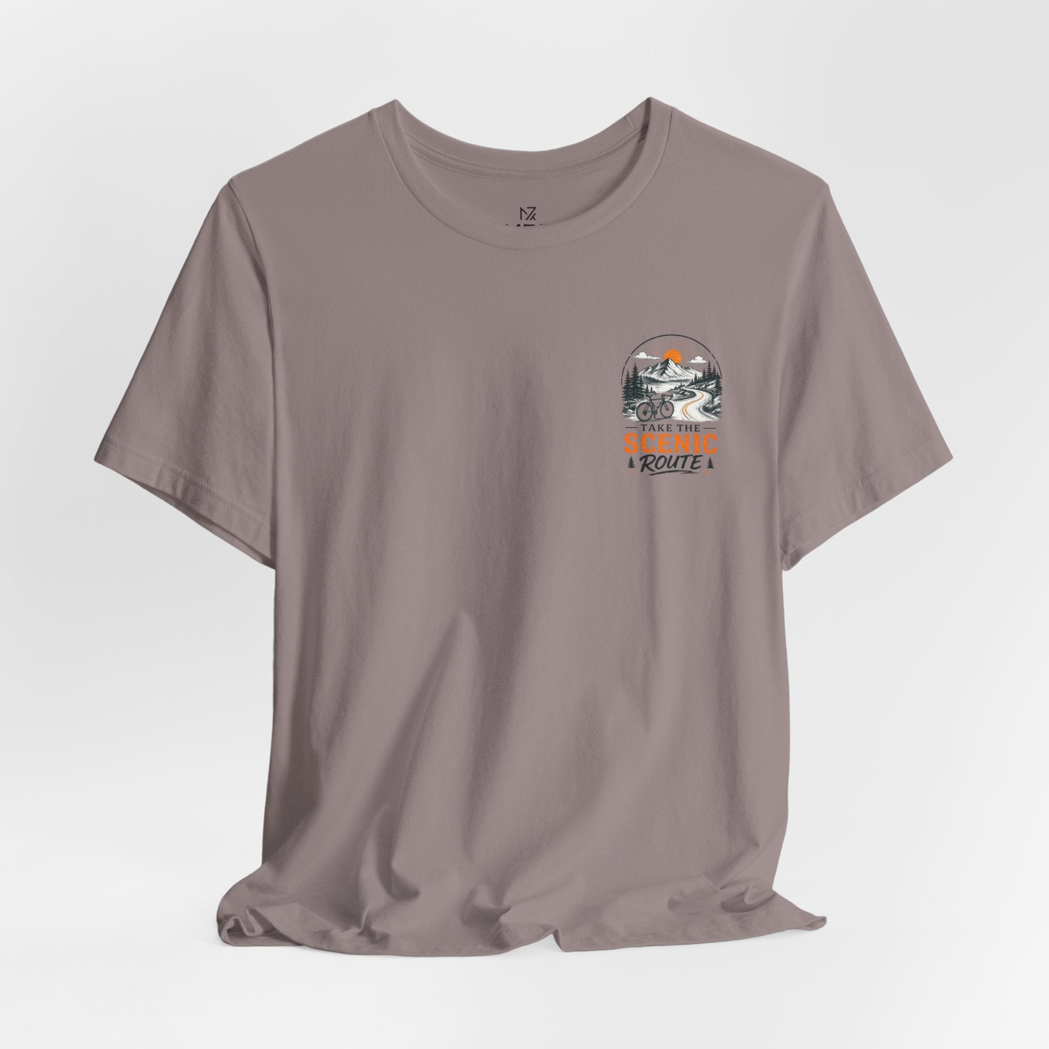 Scenic Route Graphic Tee — Vintage Road Trip Pocket Design