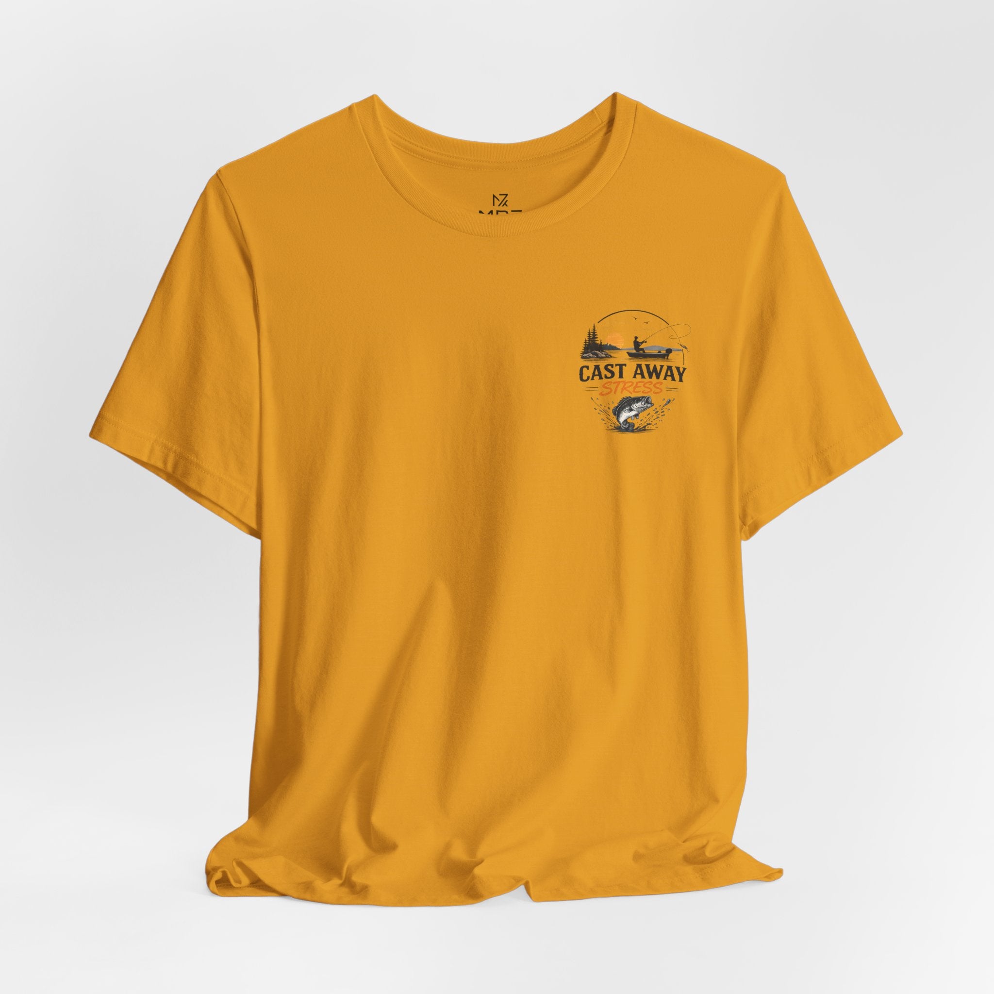 Fishing T-Shirt - "Cast Away" Graphic Tee with Sunset & Bass