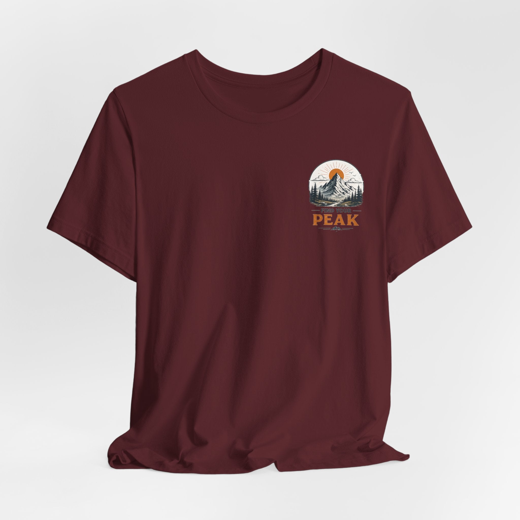 Peak Mountain Tee — Retro Sunrise Hiking T-Shirt