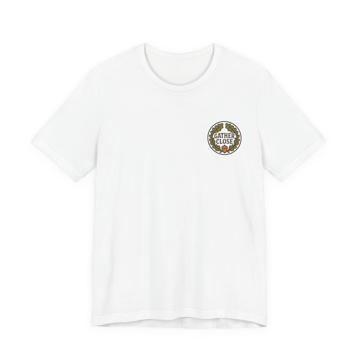Thanksgiving Wreath Tee | Gather Close Emblem, Minimal Chest Print