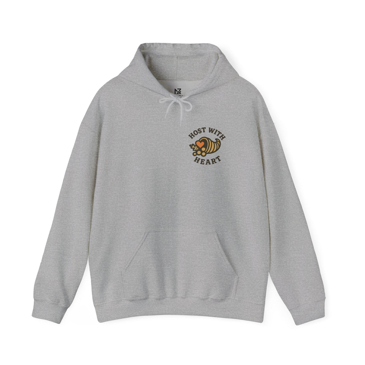 Thanksgiving Host Gift Hoodie | Vintage Cornucopia Badge, Small Left-Chest Print