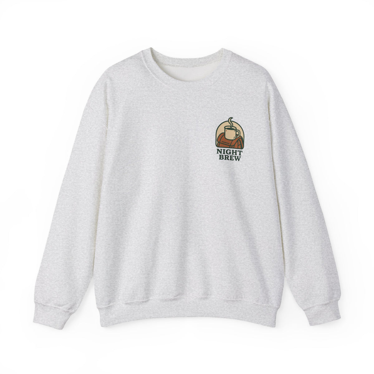 Camping Coffee Sweatshirt | Enamel Mug Badge, Small Chest Print