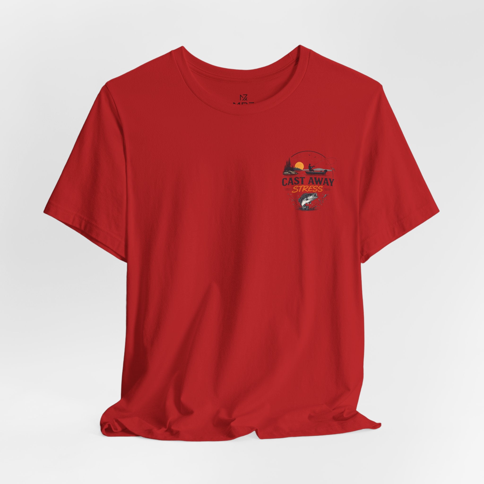 Fishing T-Shirt - "Cast Away" Graphic Tee with Sunset & Bass