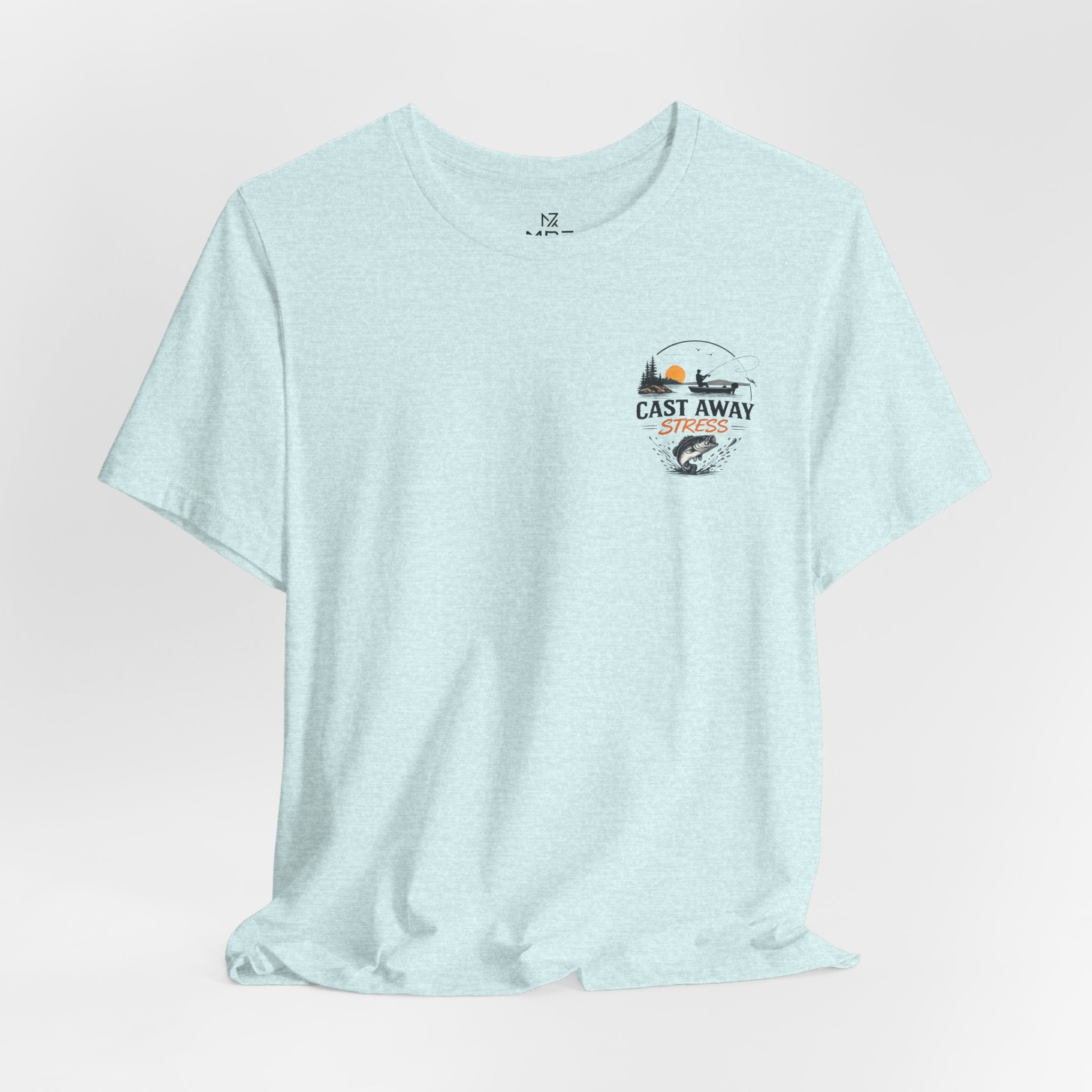 Fishing T-Shirt - "Cast Away" Graphic Tee with Sunset & Bass