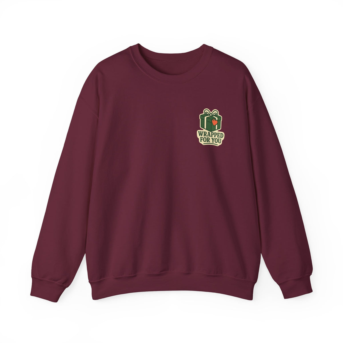 Holiday Gift Sweatshirt | Wrapped For You Badge, Small Left-Chest Print