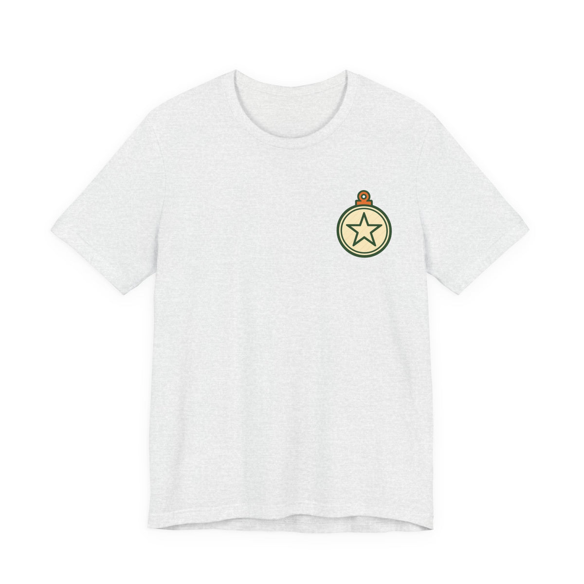 Christmas Ornament Tee | Vintage Star Badge, Small Chest Print