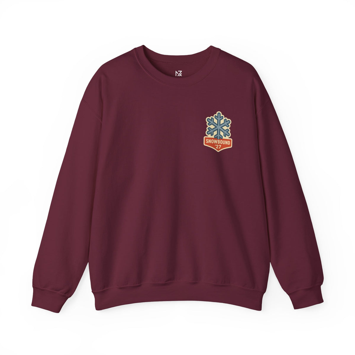 Matching Ski Trip Sweatshirt | Snowbound '27 Badge, Small Left-Chest Print