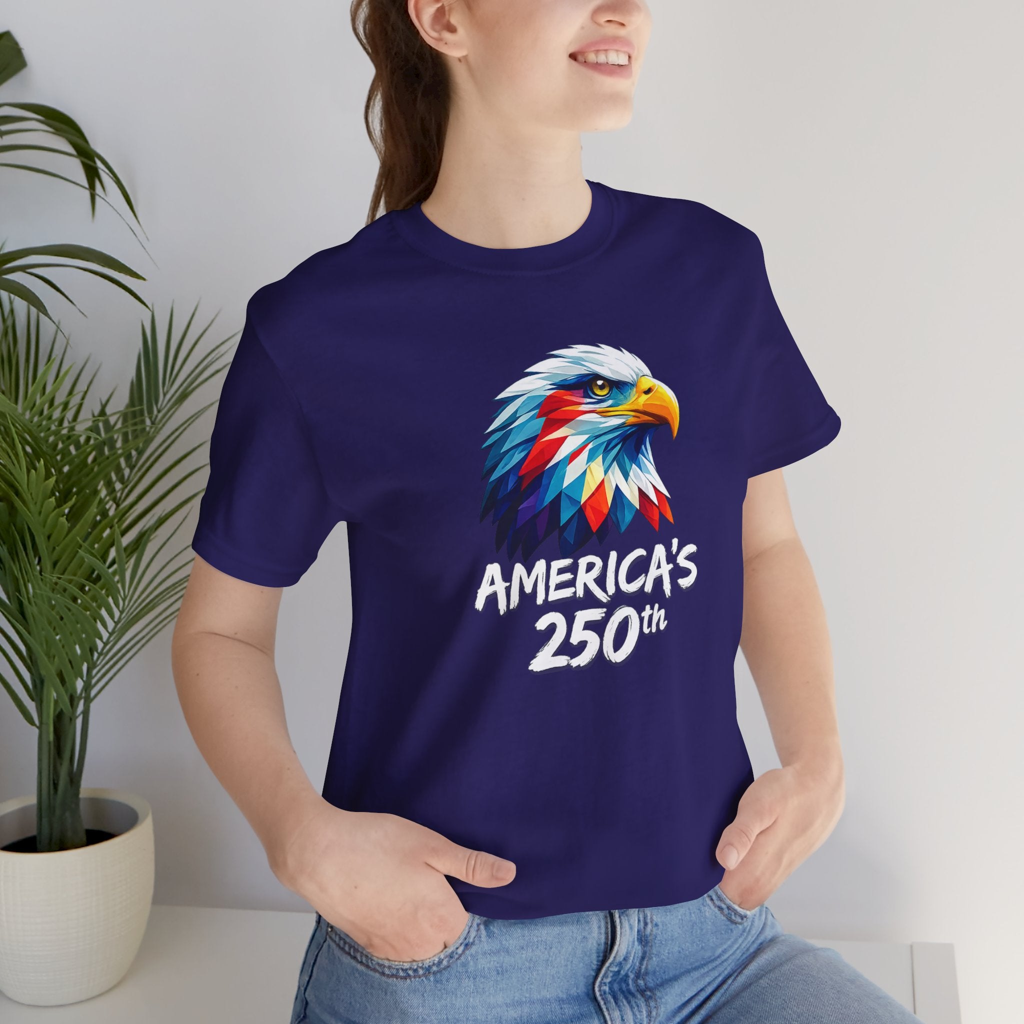 Colorful Geometric Eagle America's 250th T-Shirt | Patriotic Anniversary Tee