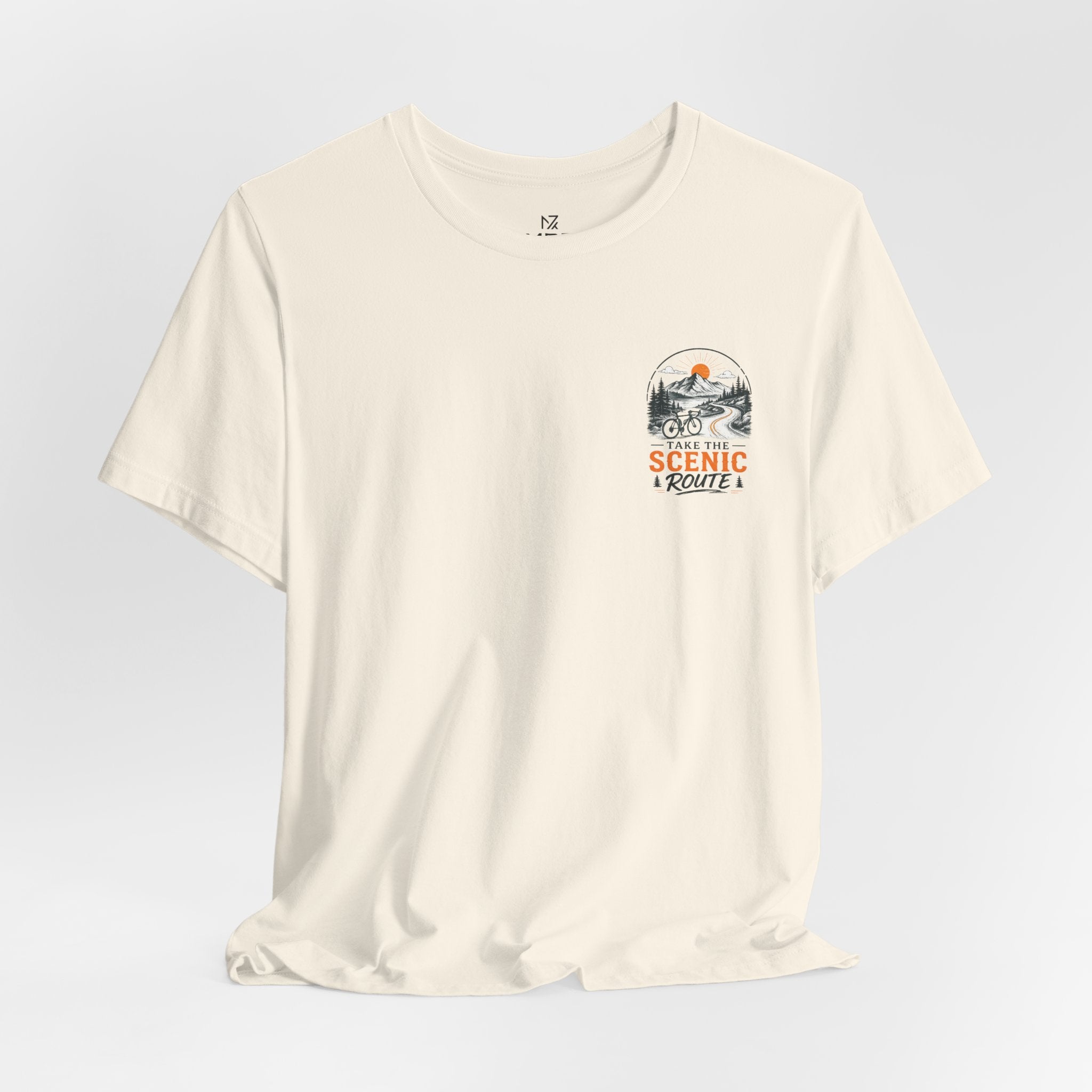 Scenic Route Graphic Tee — Vintage Road Trip Pocket Design
