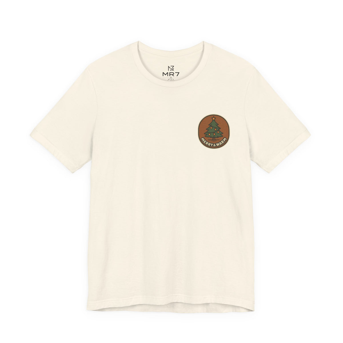 Christmas Tree Tee | Minimal Holiday Badge, Small Chest Print