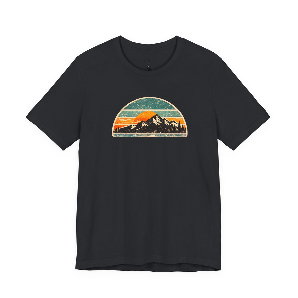 Retro Mountain Sunset Tee | Vintage Striped Mountain Graphic