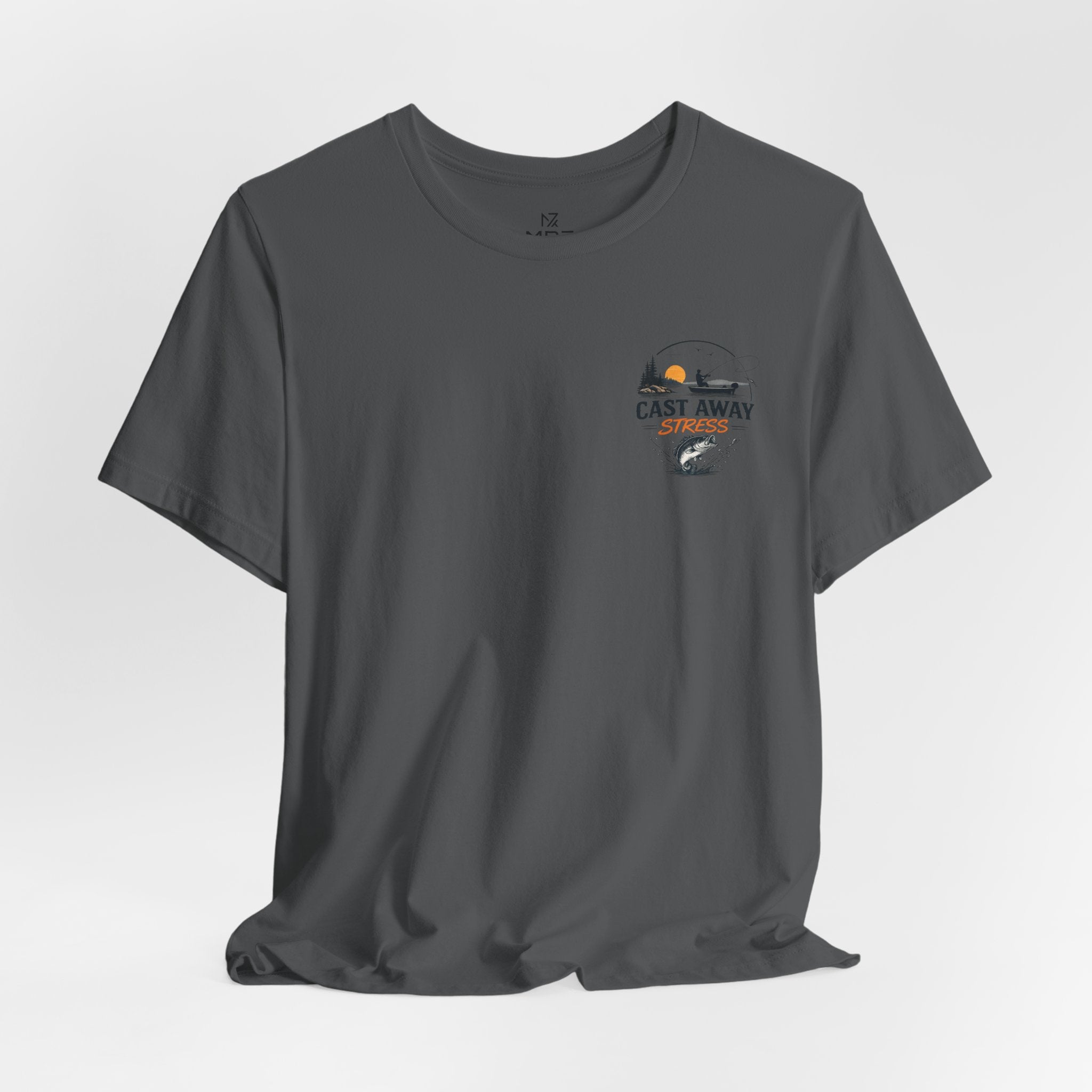 Fishing T-Shirt - "Cast Away" Graphic Tee with Sunset & Bass