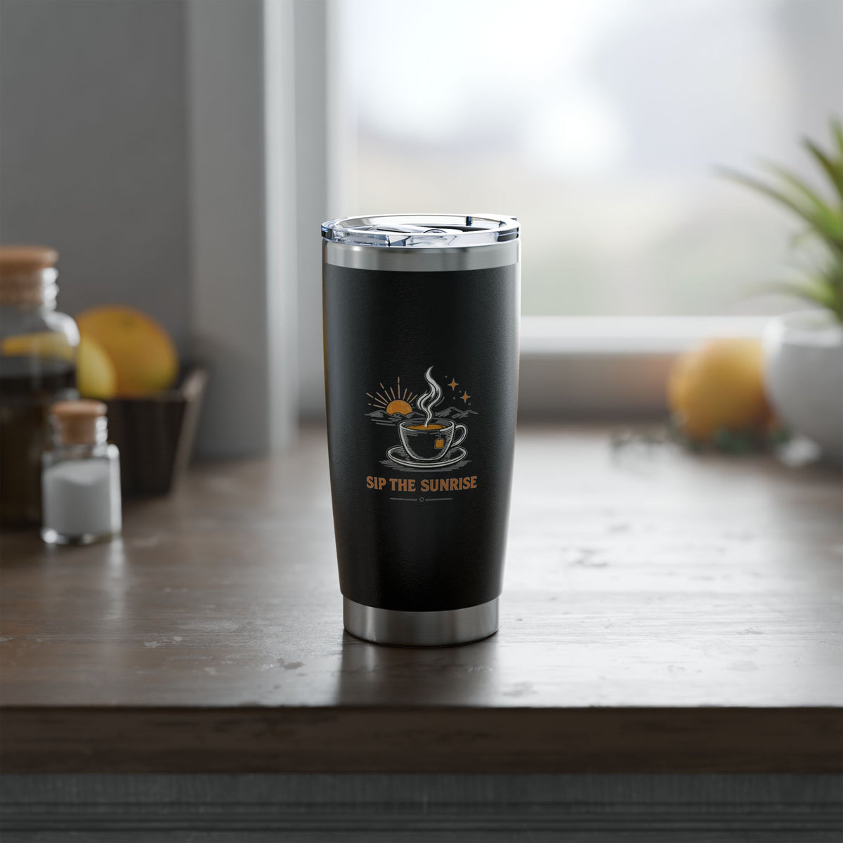 Sip the Sunrise Coffee Stainless Steel Tumbler 20oz, Insulated Travel Mug, Outdoor Coffee Gift