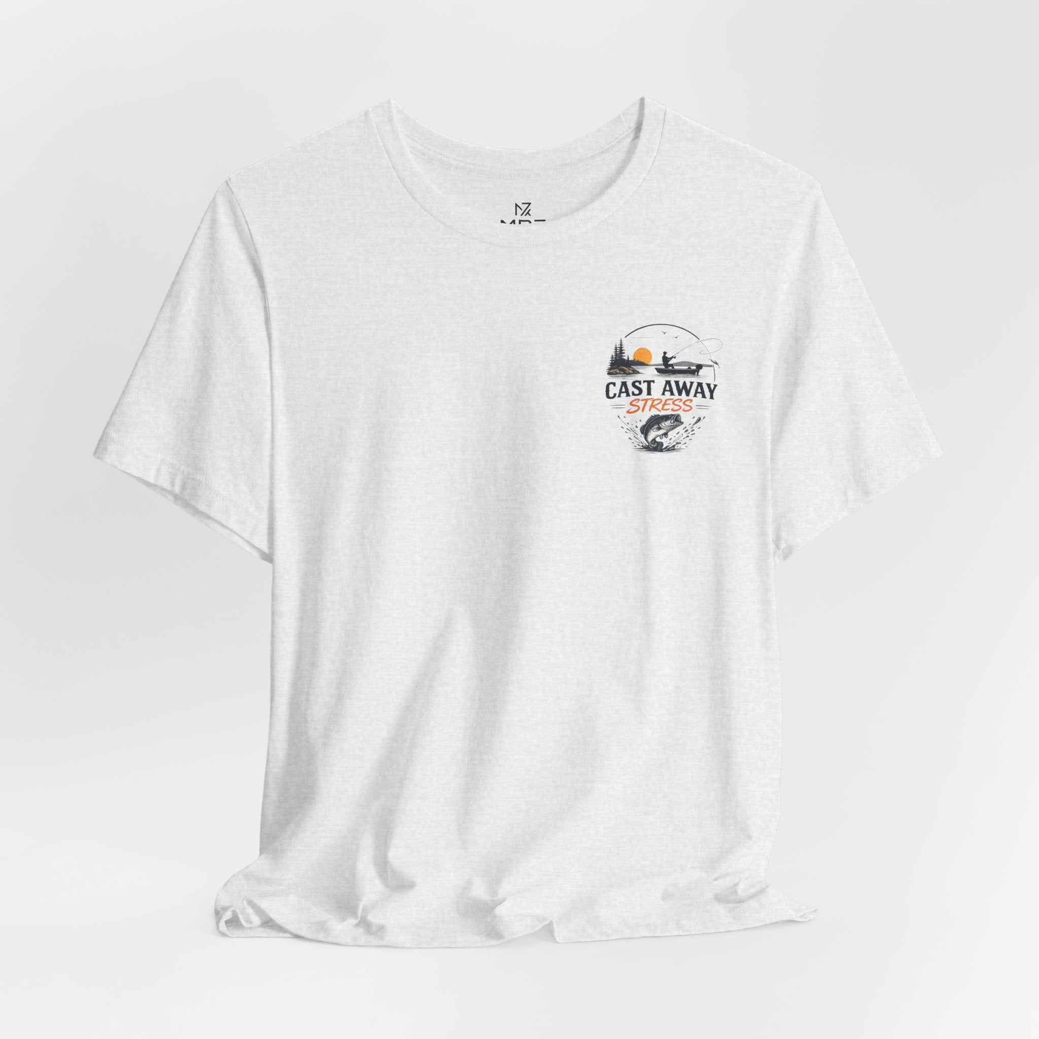 Fishing T-Shirt - "Cast Away" Graphic Tee with Sunset & Bass