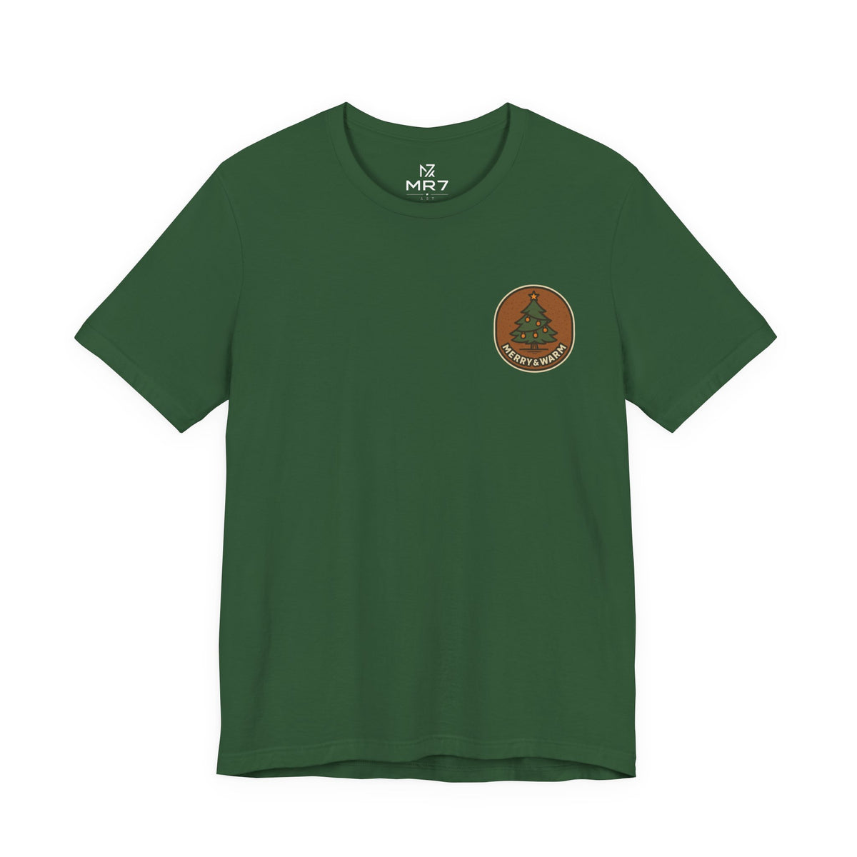 Christmas Tree Tee | Minimal Holiday Badge, Small Chest Print