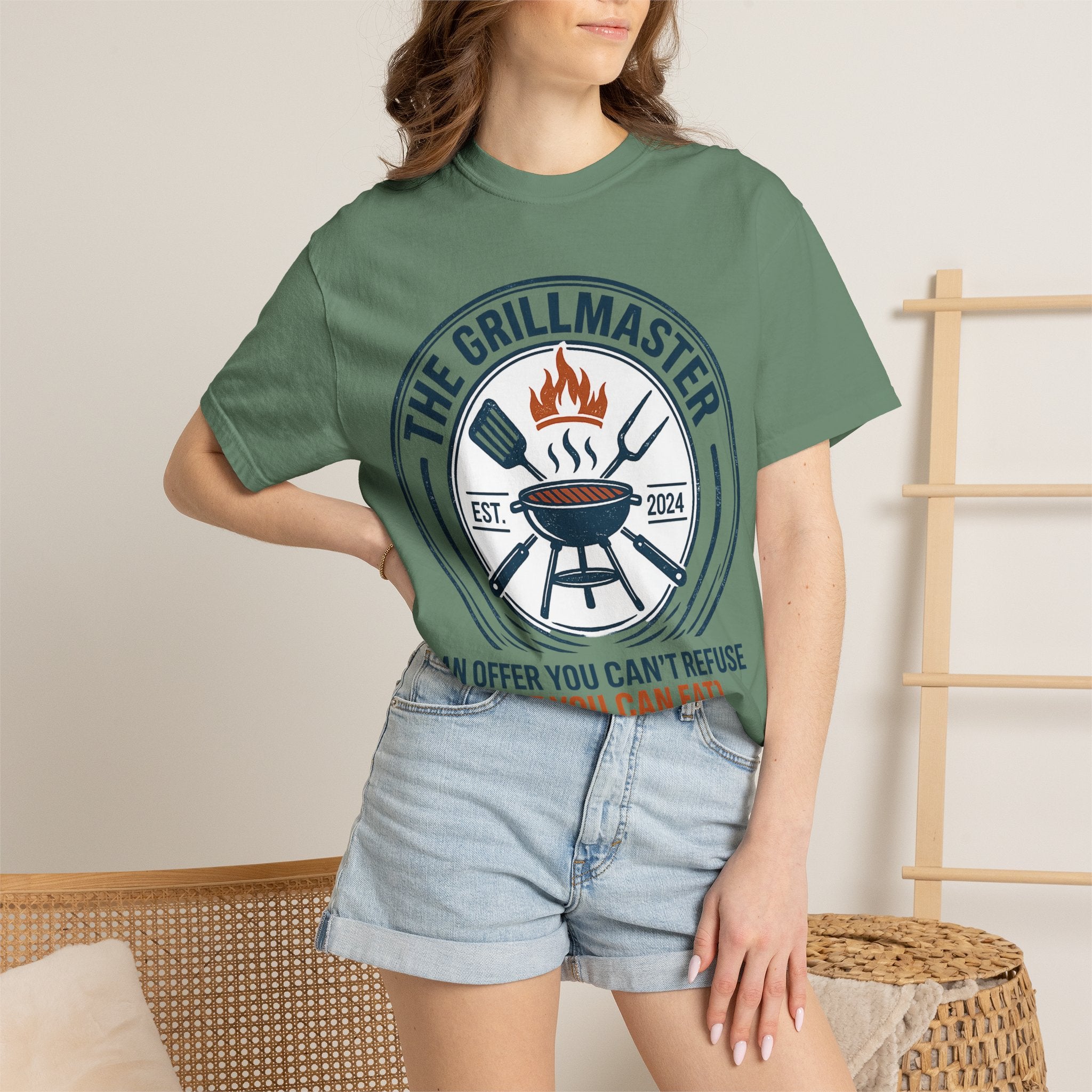 The Grillmaster T-shirt | BBQ Grill Logo, "An Offer You Can't Refuse (But You Can Eat)"