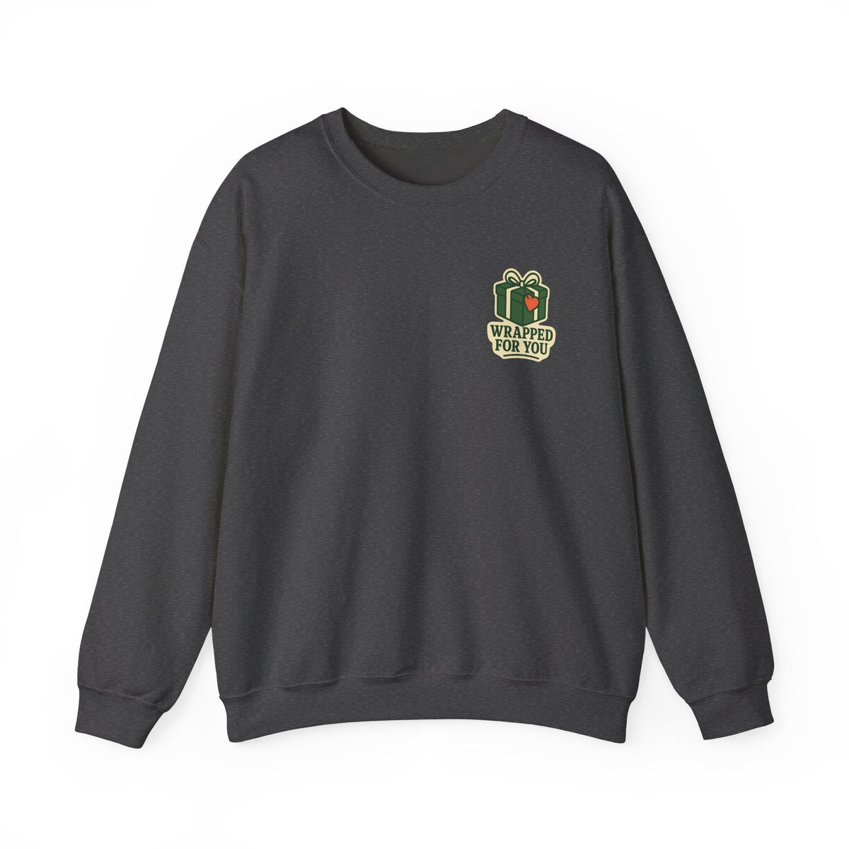 Holiday Gift Sweatshirt | Wrapped For You Badge, Small Left-Chest Print