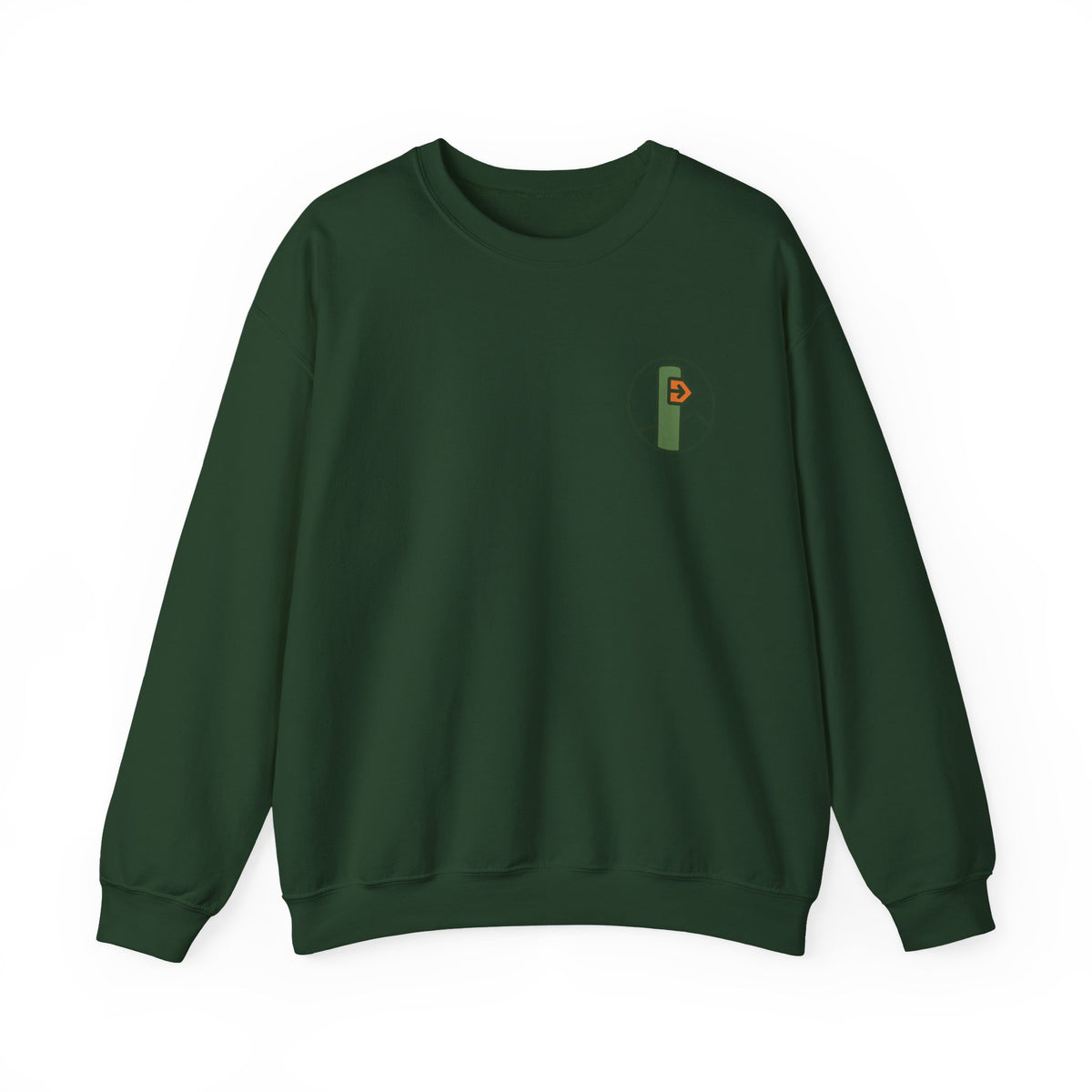 Hiking Sweatshirt | Trail Marker Emblem, Small Chest Print