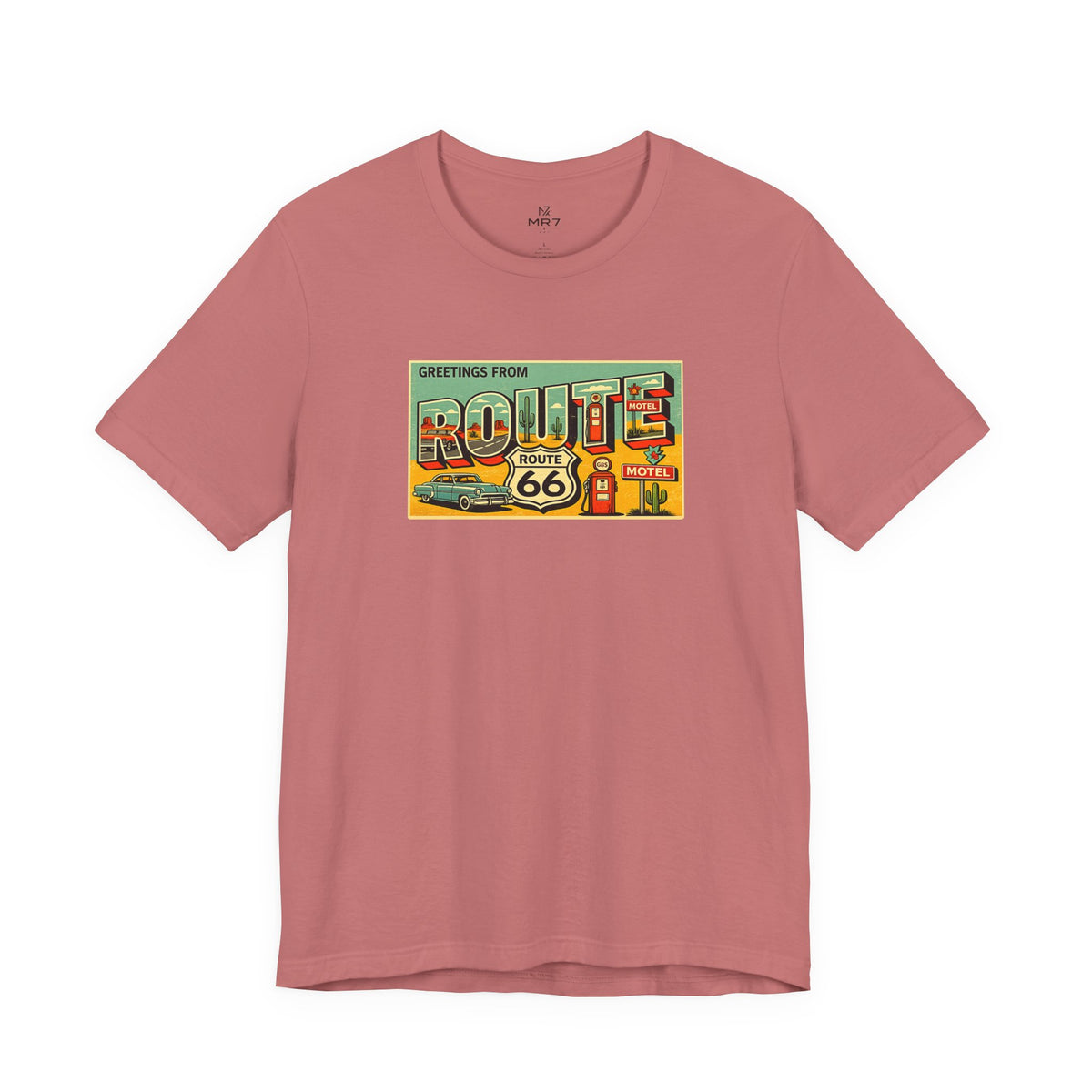 Route 66 Postcard design T-Shirt | Vintage Road Trip tee