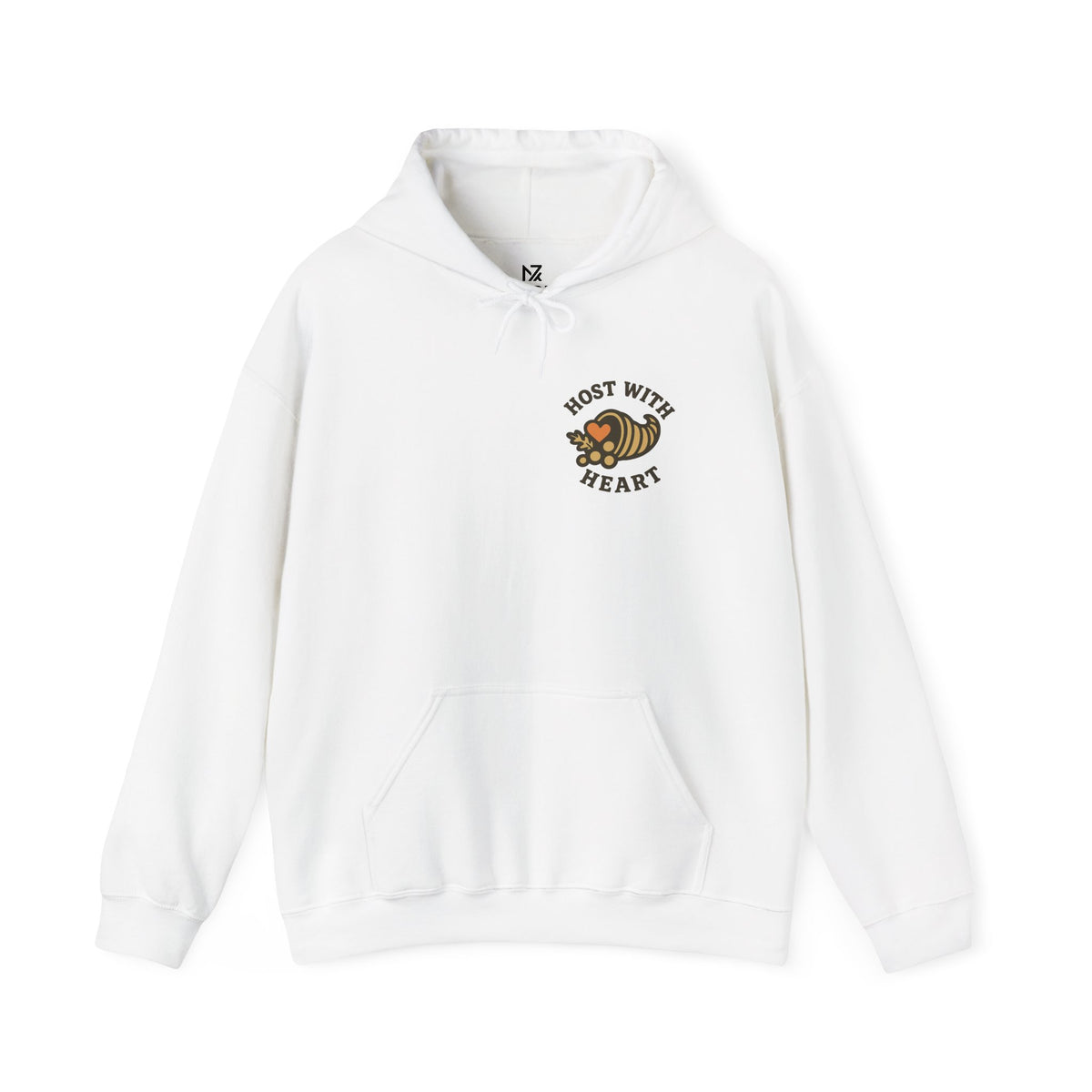 Thanksgiving Host Gift Hoodie | Vintage Cornucopia Badge, Small Left-Chest Print
