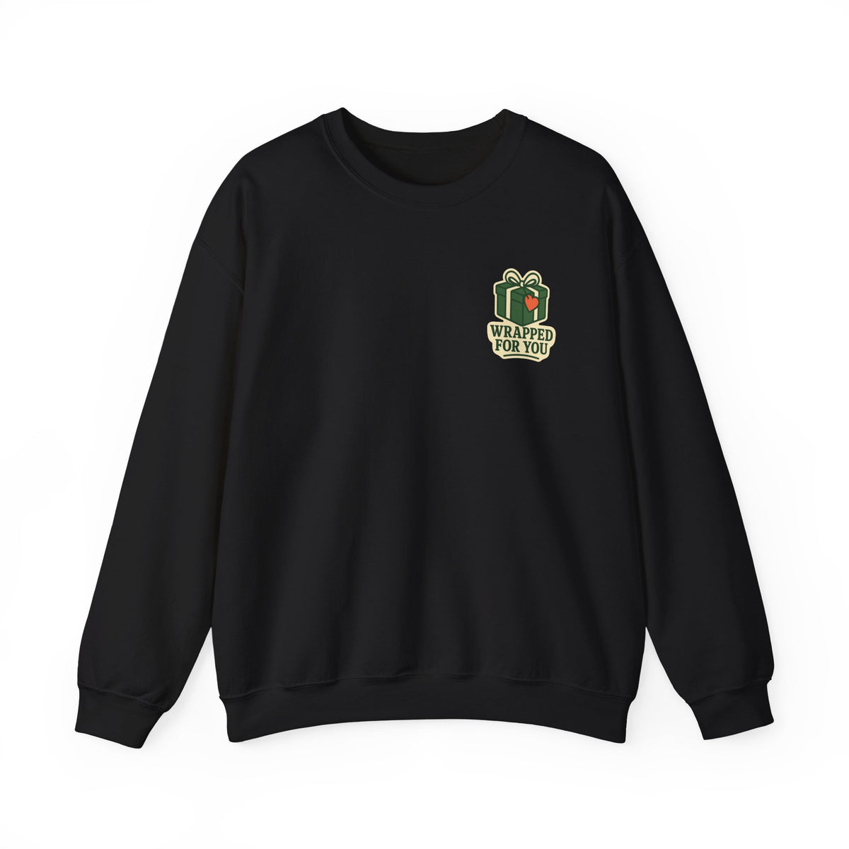 Holiday Gift Sweatshirt | Wrapped For You Badge, Small Left-Chest Print