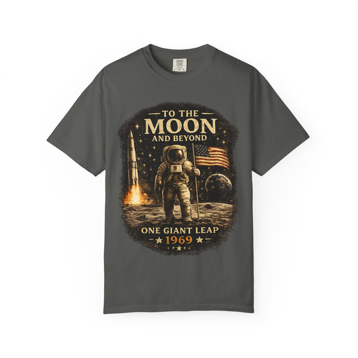 To The Moon and Beyond astronaut graphic T-shirt | One Giant Leap 1969