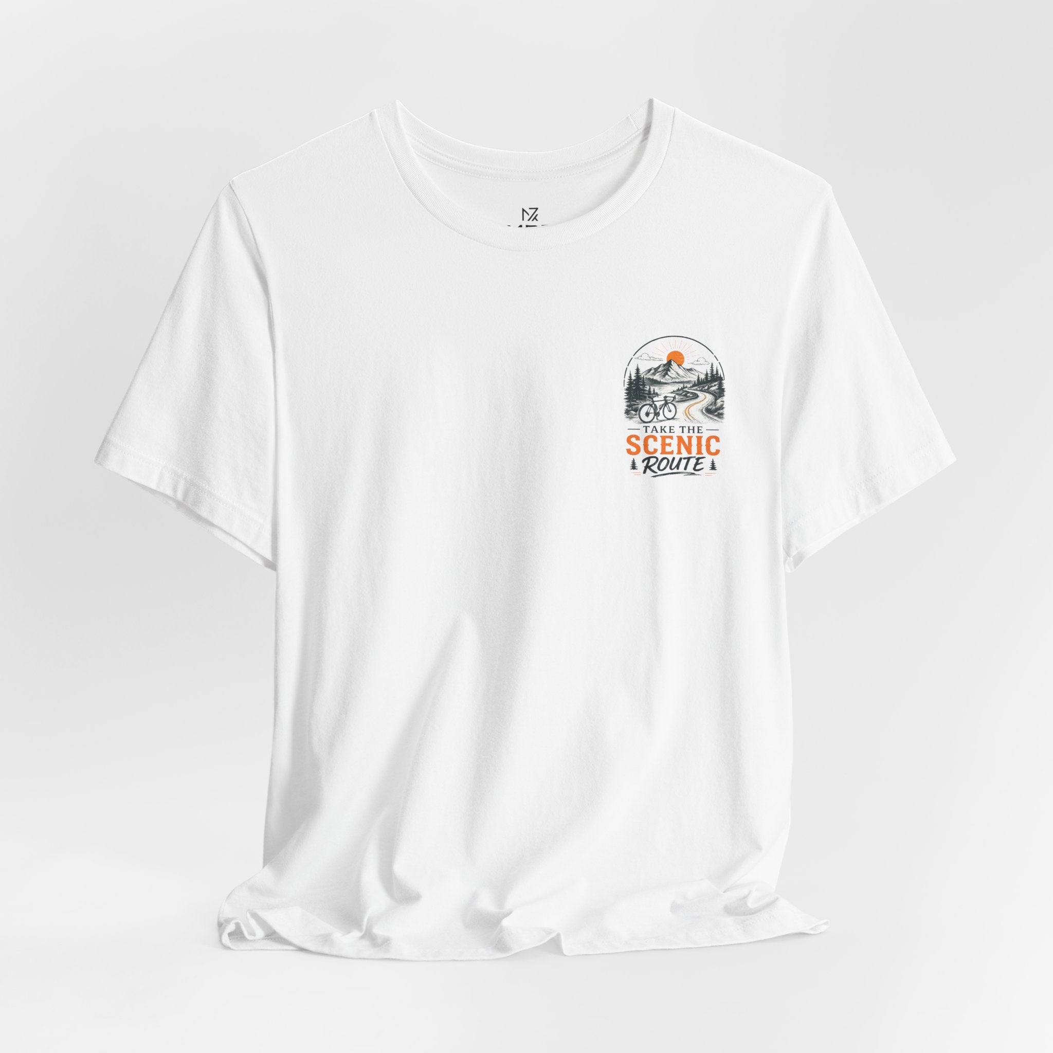 Scenic Route Graphic Tee — Vintage Road Trip Pocket Design