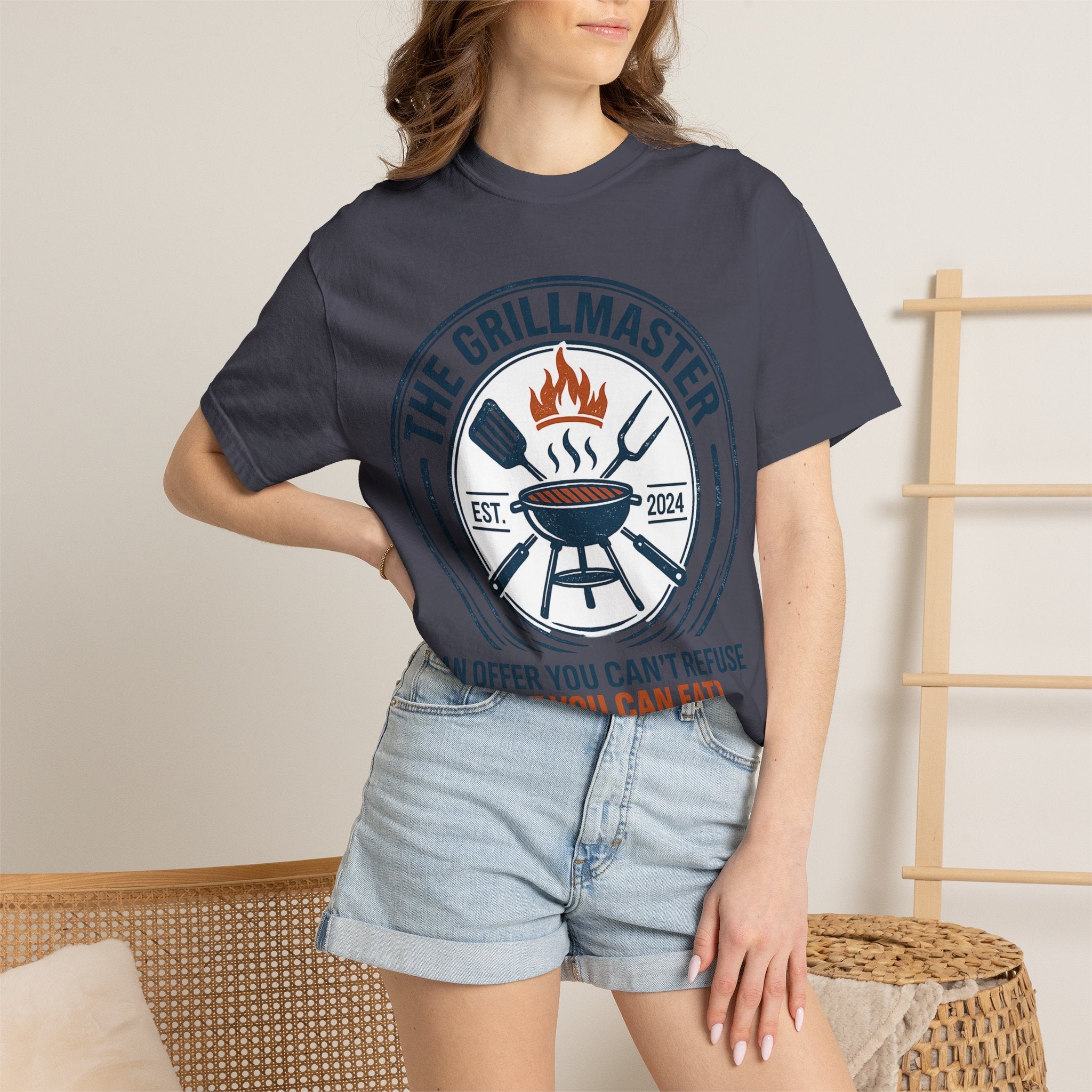 The Grillmaster T-shirt | BBQ Grill Logo, "An Offer You Can't Refuse (But You Can Eat)"