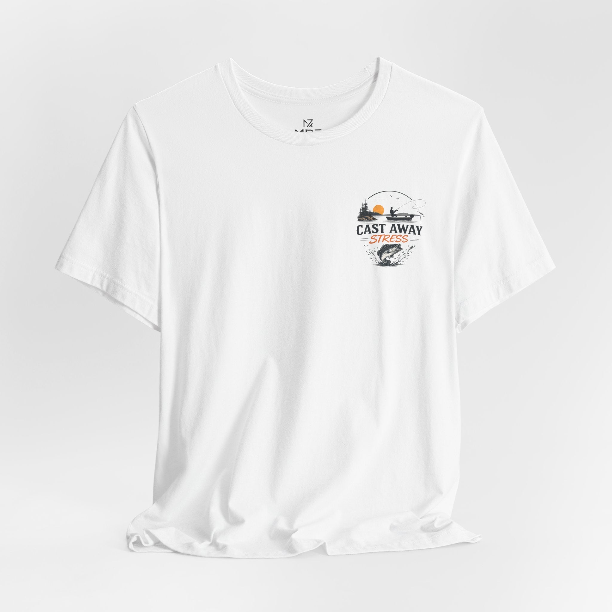 Fishing T-Shirt - "Cast Away" Graphic Tee with Sunset & Bass