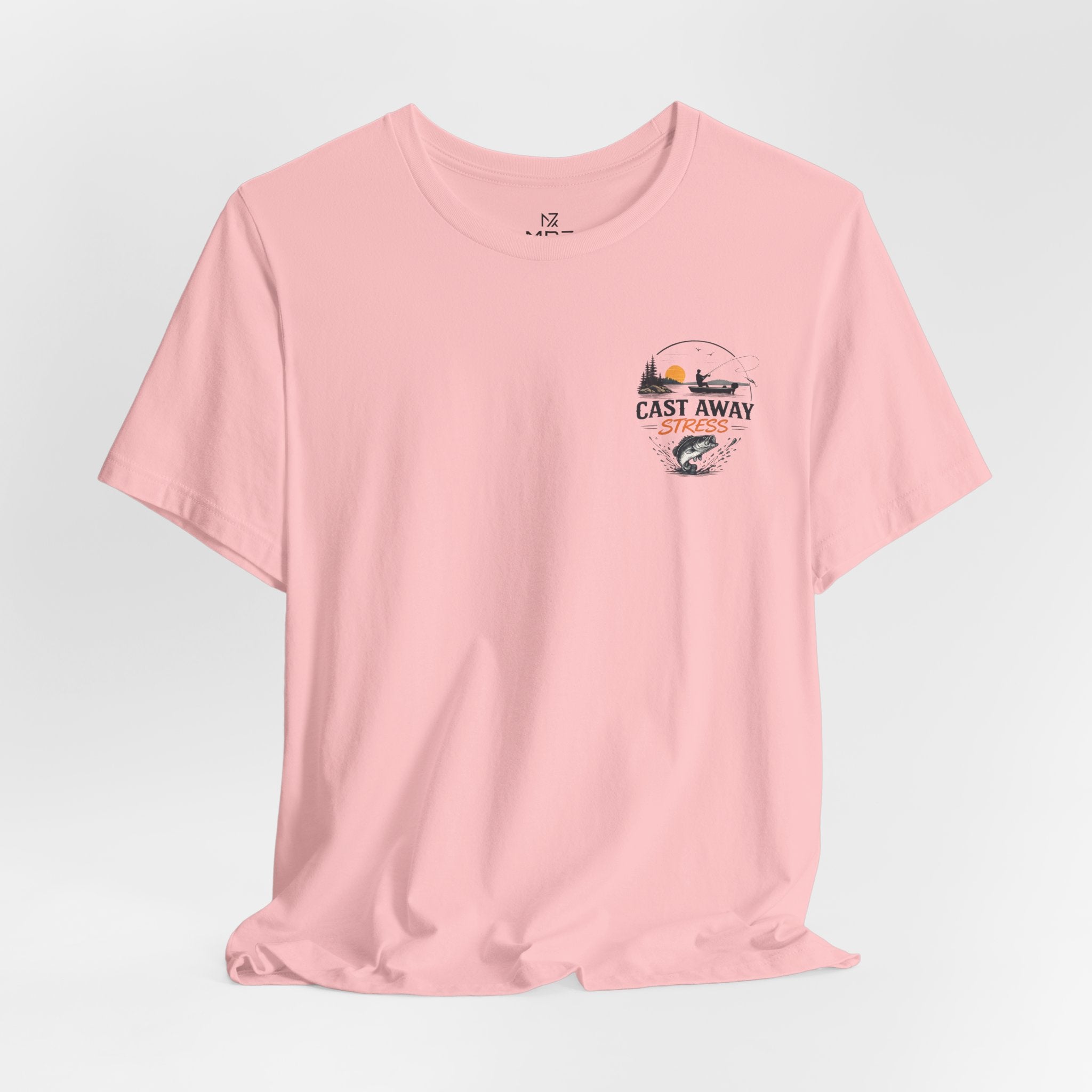 Fishing T-Shirt - "Cast Away" Graphic Tee with Sunset & Bass