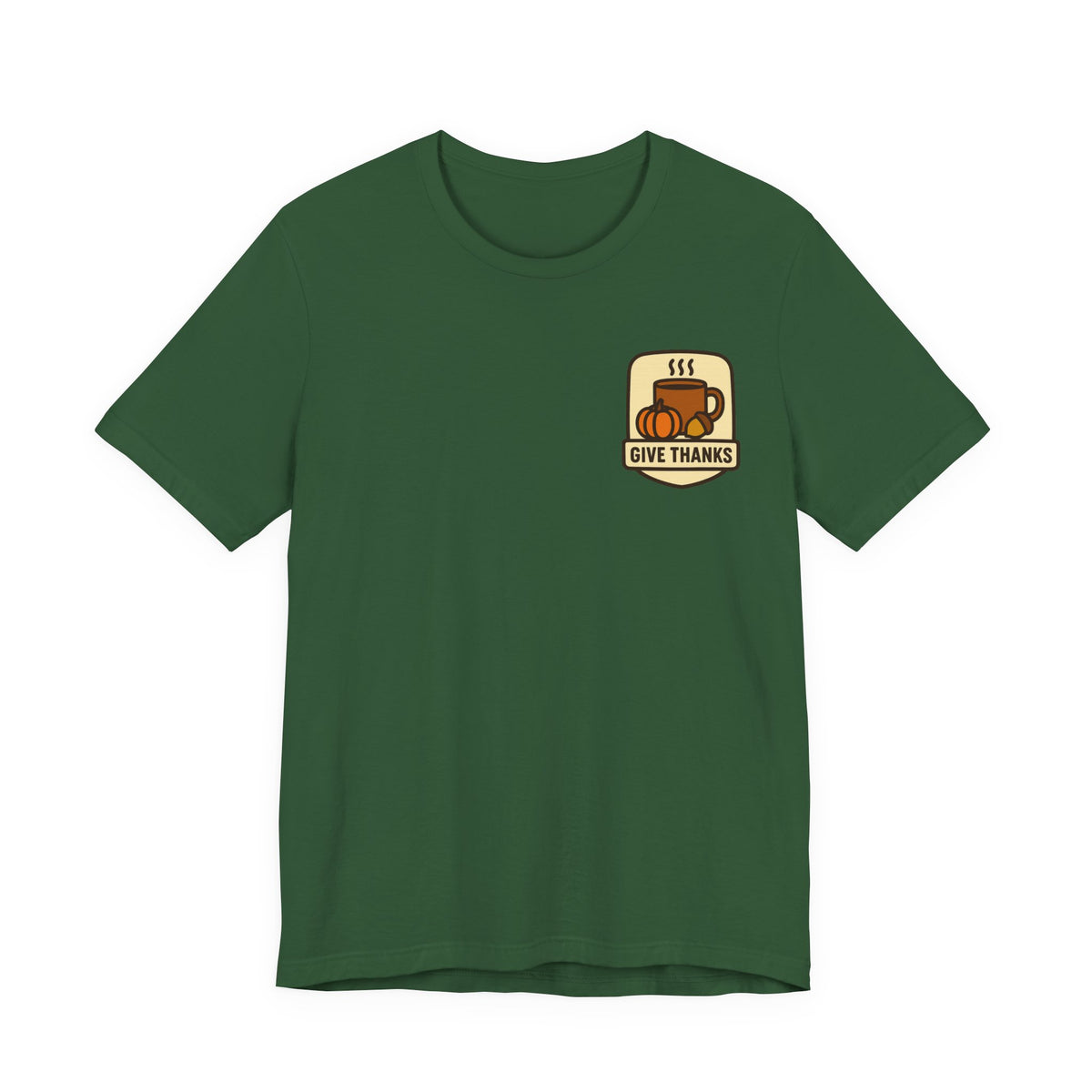 Thanksgiving Tee | Small Chest Print, Give Thanks Badge
