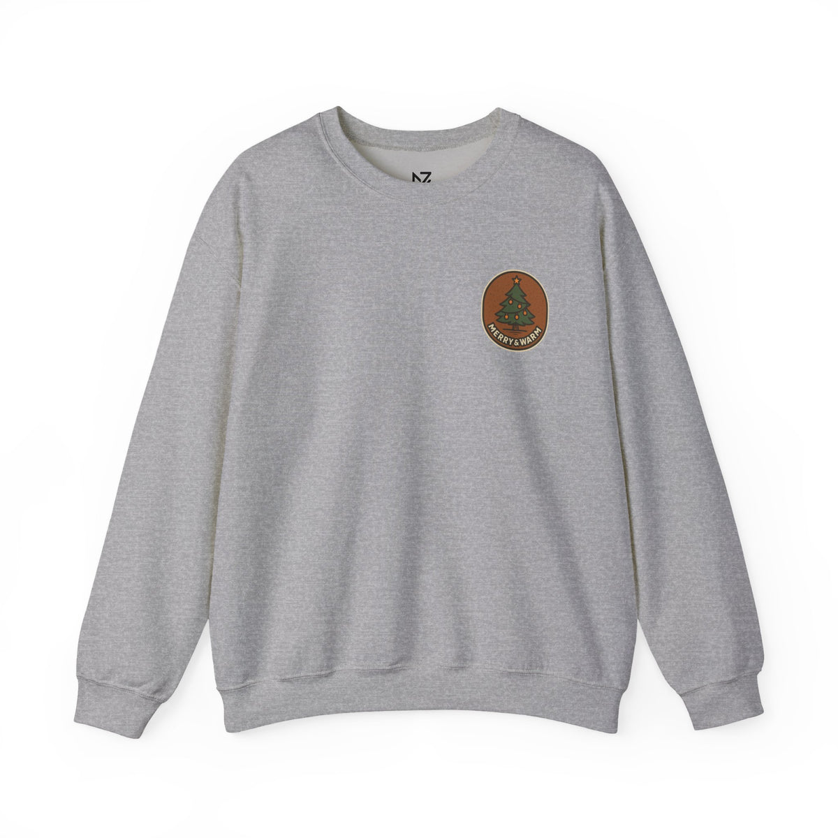 Christmas Tree Sweatshirt | Minimal Holiday Badge, Small Chest Print