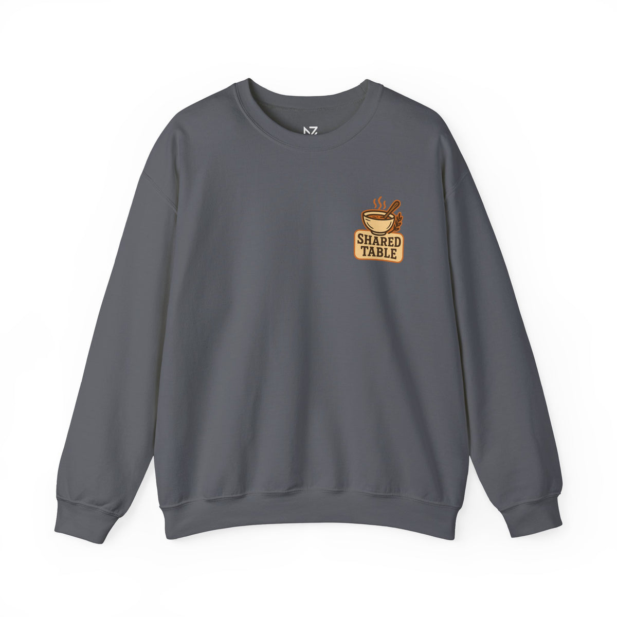Friendsgiving Sweatshirt | Shared Table Emblem, Small Chest Print