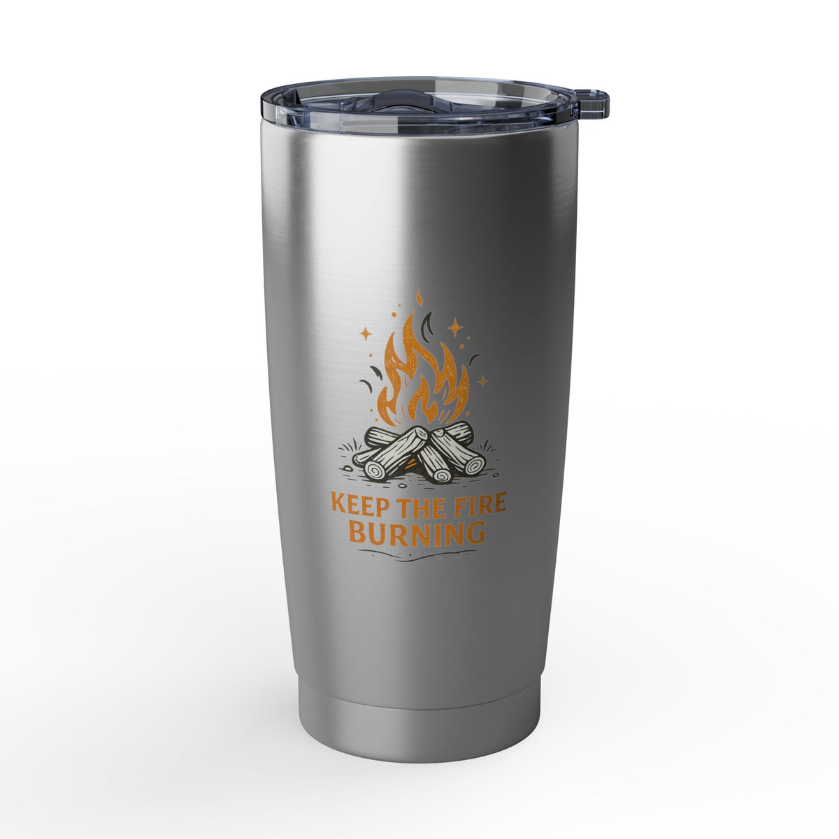 Keep the Fire Burning Campfire Stainless Steel Tumbler 20oz, Insulated Travel Mug, Outdoor Coffee Gift