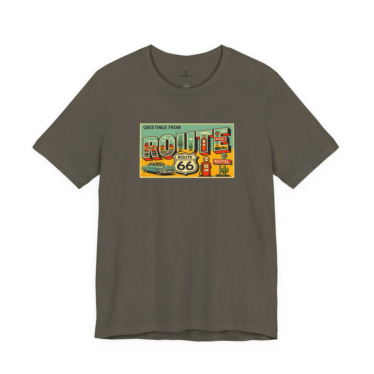 Route 66 Postcard design T-Shirt | Vintage Road Trip tee