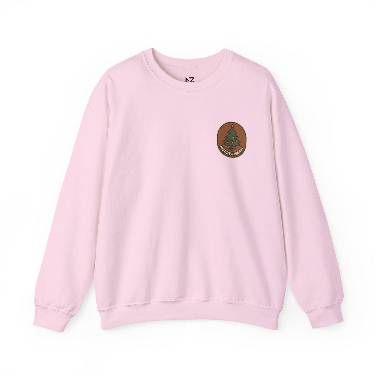 Christmas Tree Sweatshirt | Minimal Holiday Badge, Small Chest Print