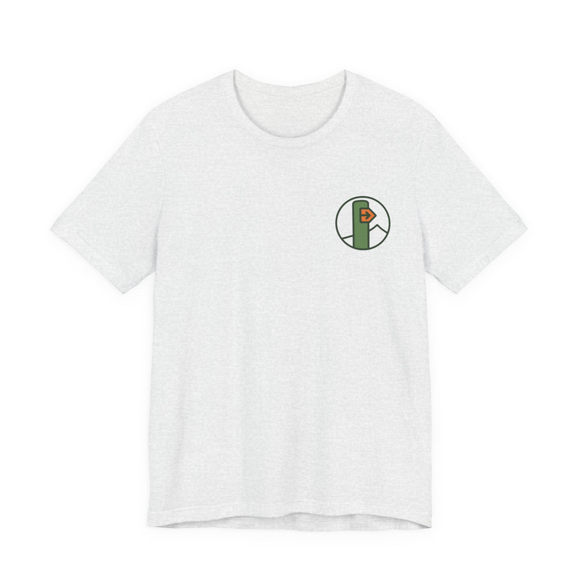 Hiking Tee | Trail Marker Emblem, Small Chest Print
