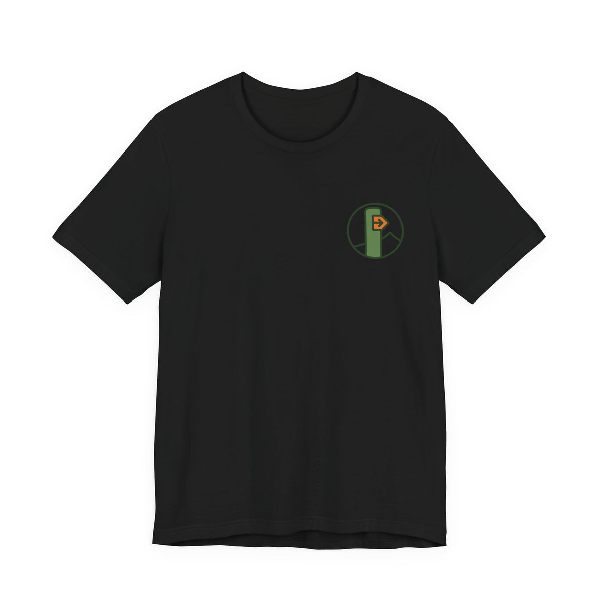Hiking Tee | Trail Marker Emblem, Small Chest Print
