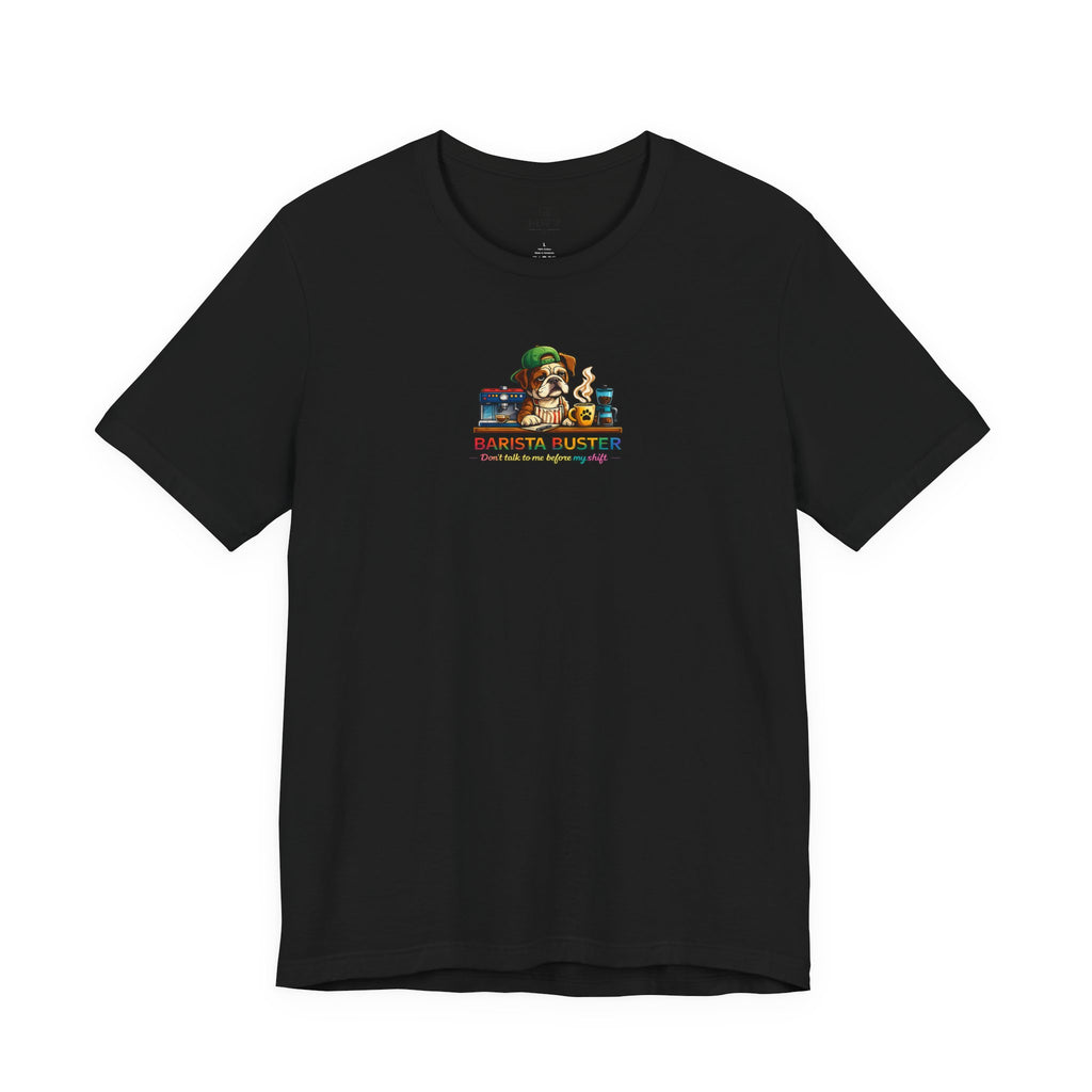 Barista Buster Coffee Monster T-Shirt | Cute Coffee Shop Illustration