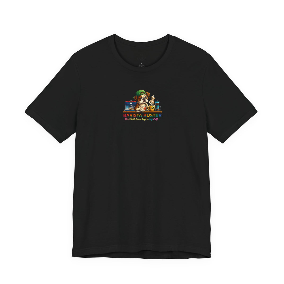 Barista Buster Coffee Monster T-Shirt | Cute Coffee Shop Illustration