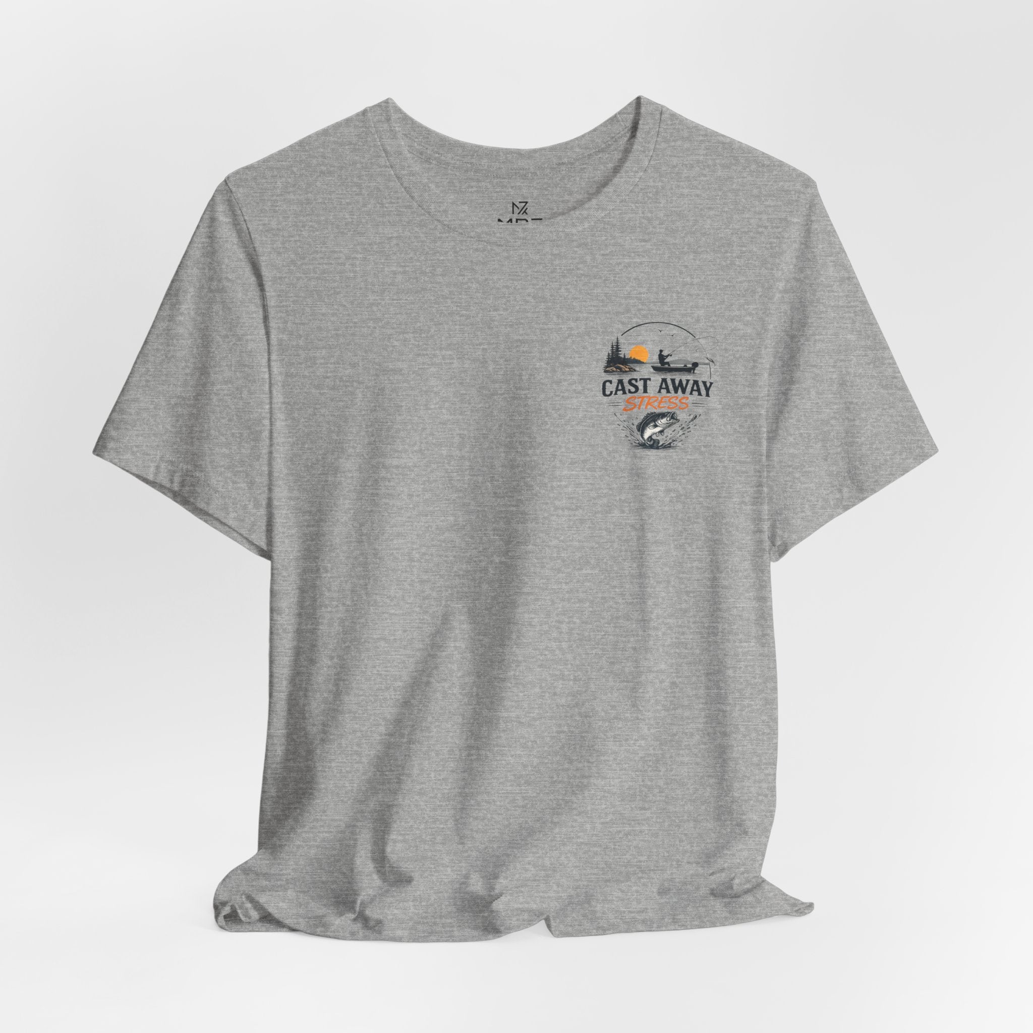 Fishing T-Shirt - "Cast Away" Graphic Tee with Sunset & Bass