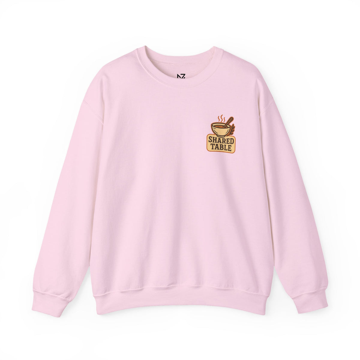 Friendsgiving Sweatshirt | Shared Table Emblem, Small Chest Print